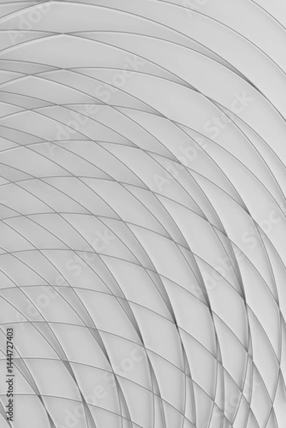Obraz Geometric abstract background, pattern - thin light grey curved lines, grid on white color. 3D rendering. Modern dynamic design for wallpaper, card, poster in medicine, sciences, study, business.