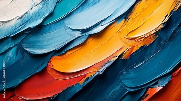 Fototapeta Vivid Colorful Abstract Painting Close Up Showcasing Dynamic Brushstrokes and Rich Textural Depth