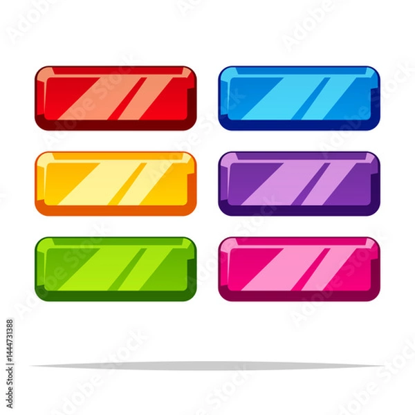 Fototapeta Glossy rectangle button set vector isolated illustration