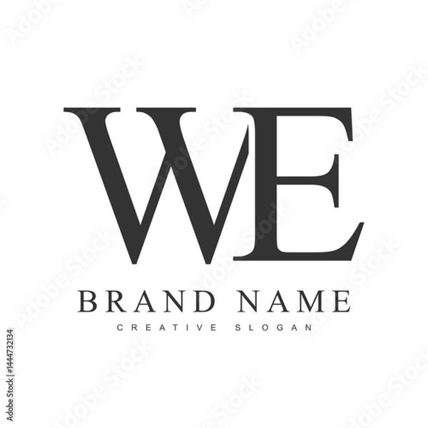 Fototapeta WE trendy logotype template. Initial letter w and e classic font style. Creative logo for company name or identity.