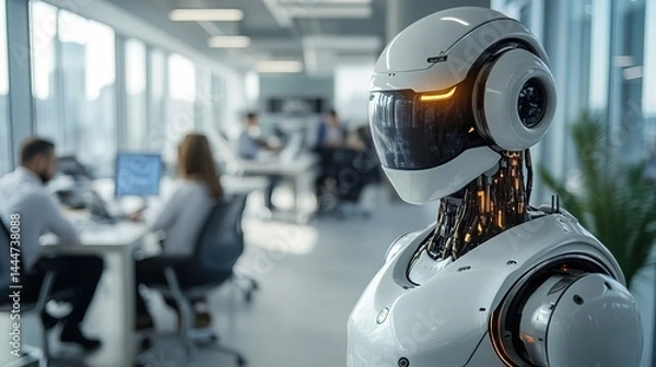 Fototapeta Futuristic Robot in Modern Office
