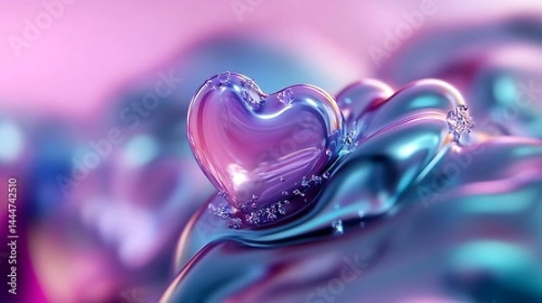 Fototapeta Abstract Heart: A Symphony of Purple and Teal