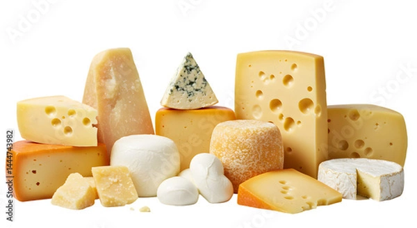 Fototapeta Delicious Cheese Variety: Images of Different Types of Cheese on transparent background