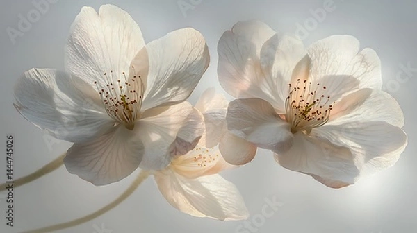 Fototapeta Serene Blossom: Delicate White Flowers in Soft Light