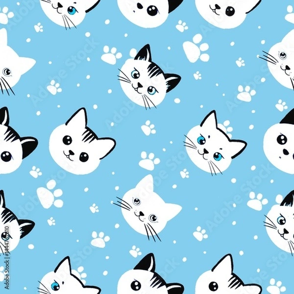 Fototapeta The cute cat face is suitable for screen printing on various materials.
