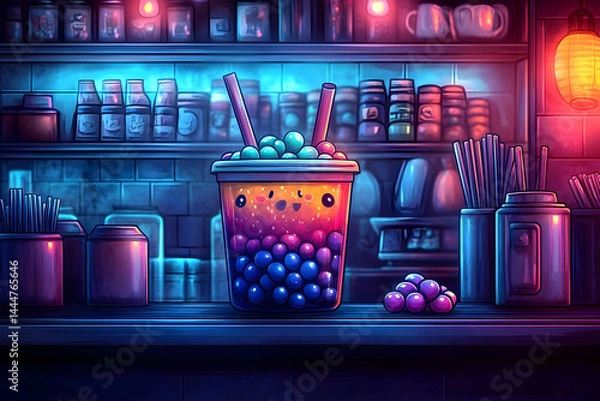 Obraz Stylized beverage cup illustration