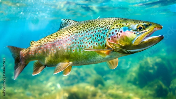 Obraz Trout swimming in a clear river, a peaceful moment in nature's aquatic harmony