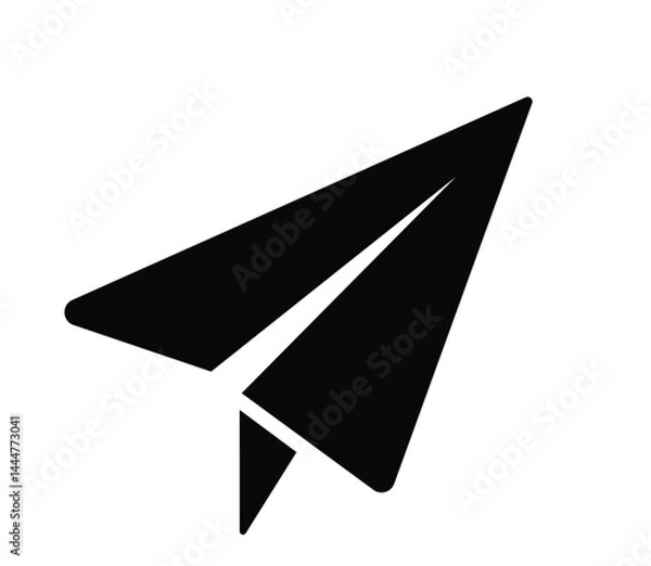 Fototapeta paper plane isolated on black Paper airplane icon flat graphic, negative space, vector art