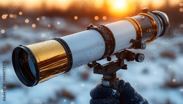 Obraz Telescope in winter landscape