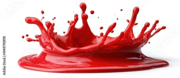 Fototapeta Red liquid splash crown; white background