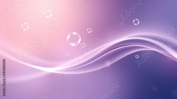 Fototapeta 輝く光の波と泡、紫の背景
