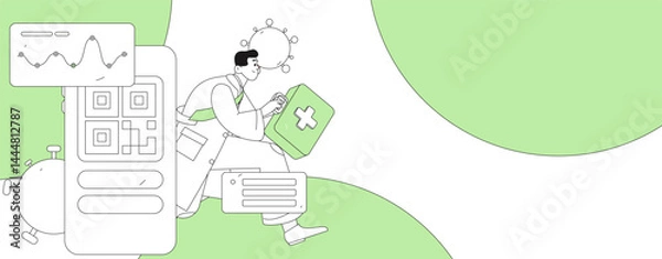Obraz Doctor examines patient flat vector concept operation hand drawn illustration
