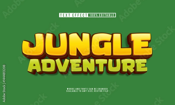 Fototapeta Editable jungle adventure text effect, vibrant and wild for exciting designs.