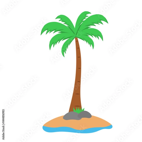 Fototapeta Tropical island with palm trees and sandy beaches, coconut trees