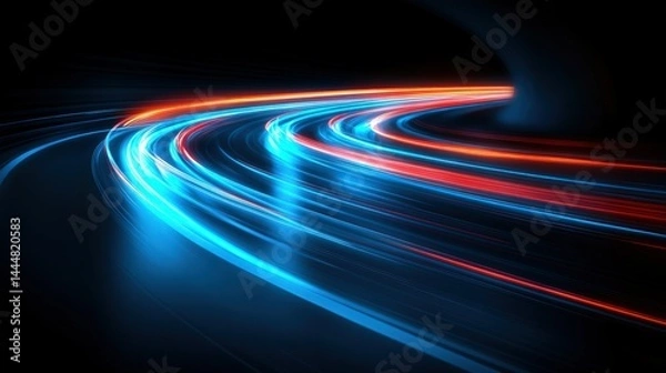 Obraz Speeding through vibrant curved light trails