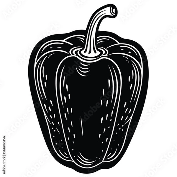 Fototapeta : Black silhouette of a green pepper on a white background 