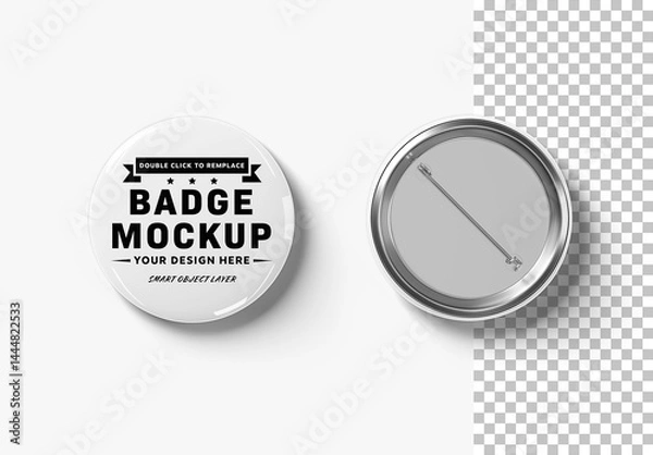 Obraz Button Badge Mockup Isolated on White
