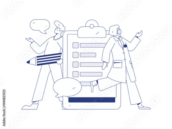Obraz Doctor examines patient flat vector concept operation hand drawn illustration
