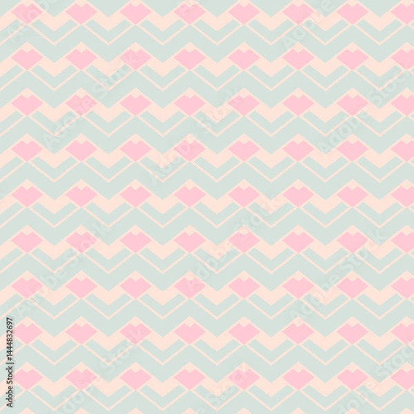 Fototapeta Pastel Geometric Pattern with Hearts