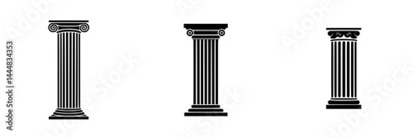 Obraz Silhouette pictograms representing classical columns in different styles isolated on a white background for graphic design use