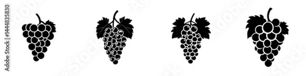 Fototapeta Collection of silhouettes featuring grape bunches in various arrangements suitable for design projects