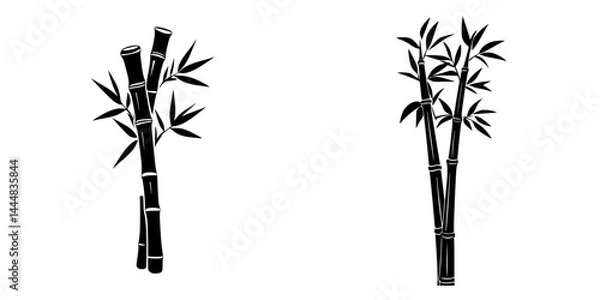 Fototapeta Silhouette pictograms of bamboo plants in isolated vector icons set for design and illustration purposes