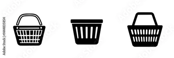 Fototapeta Assorted shopping basket silhouettes depicting various styles and shapes for retail use in modern design