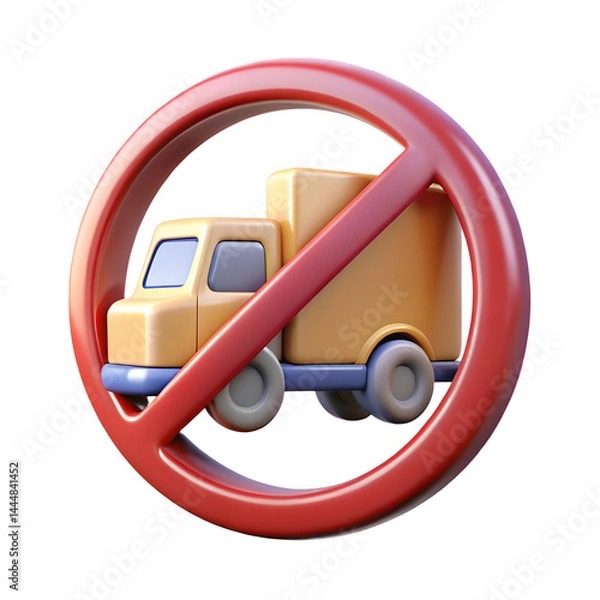 Fototapeta 3D traffic sign icon showing a no heavy truck zone, rendered clearly on white background