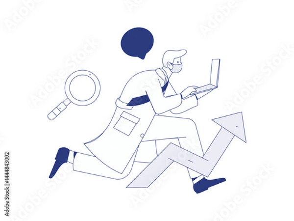 Obraz Doctor examines patient flat vector concept operation hand drawn illustration
