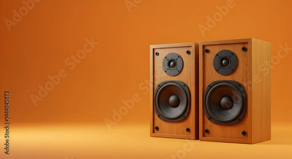 Fototapeta Vintage Wooden Speakers HighFidelity Audio System isolated on transparent background
