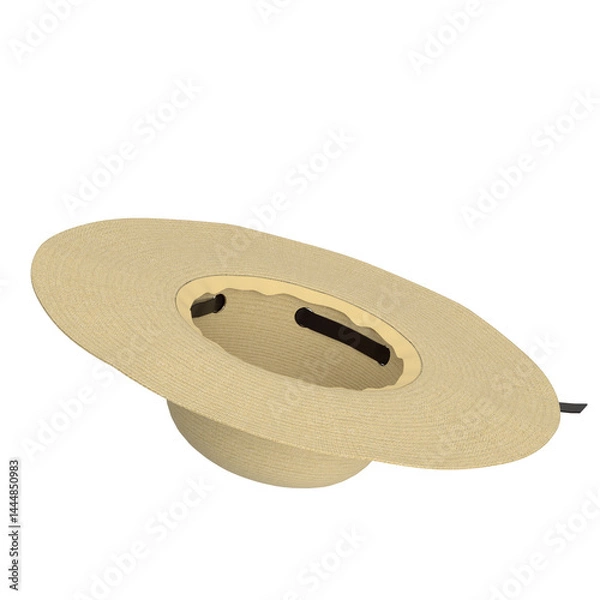 Fototapeta 3D rendering illustration of a straw hat with a ribbon and a bow