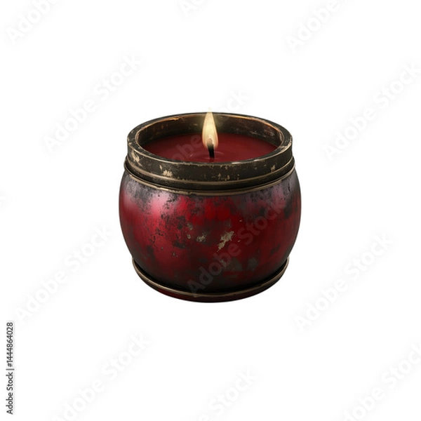Fototapeta dark red metal candle jar isolated on a transparent background