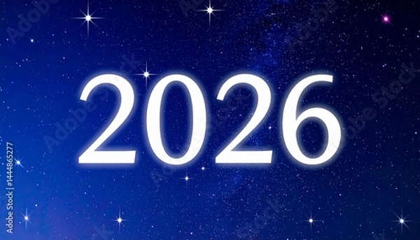 Fototapeta 宇宙を感じる星空の中で輝く「2026」、未来への希望と壮大さを象徴するデザイン
星々に囲まれた「2026」の文字が、宇宙の広がりと未来への希望を象徴し、壮大で夢のある印象を与えるデザイン。