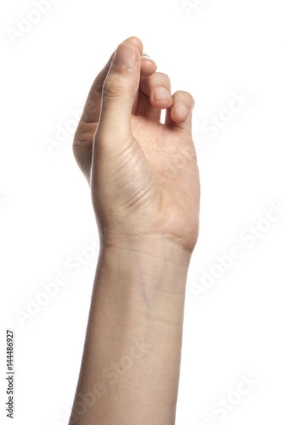 Fototapeta gesture with hand finger, index finger make a direction.