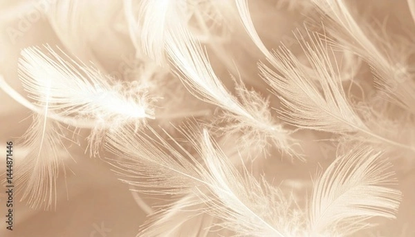 Fototapeta Abstract pattern of feathers and flight paths, soft natural tones
