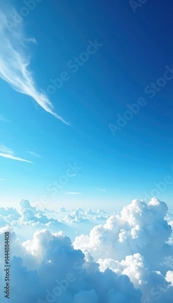 Fototapeta Vast azure expanse, wispy clouds drift lazily Perfect backdrop , graphics, outdoor, texture