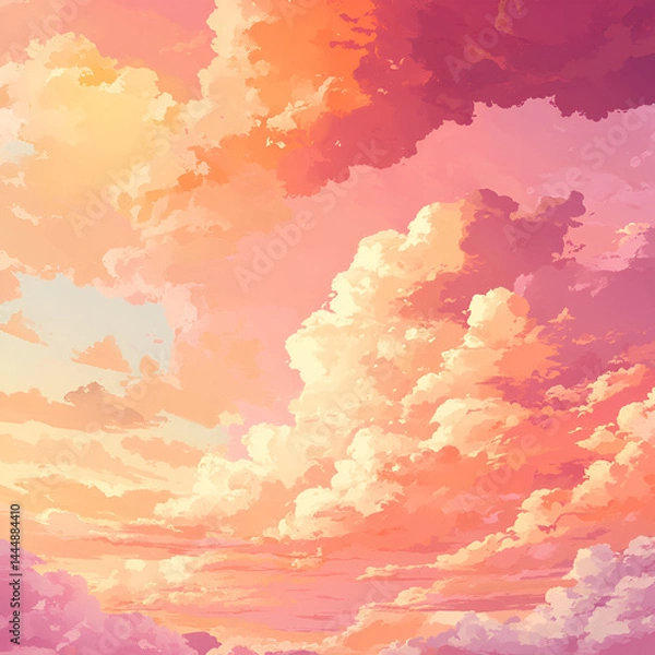 Fototapeta Breathtaking sunset skies over tranquil landscape digital art serene environment vibrant viewpoint