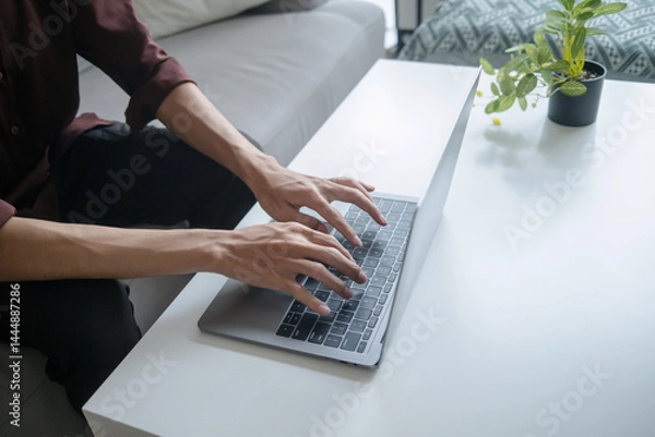 Obraz Man working from home, Remote work