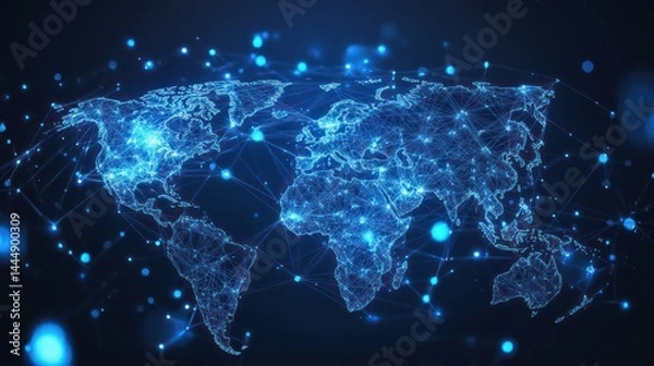 Obraz Glowing world map illustration showcasing global networks and connectivity