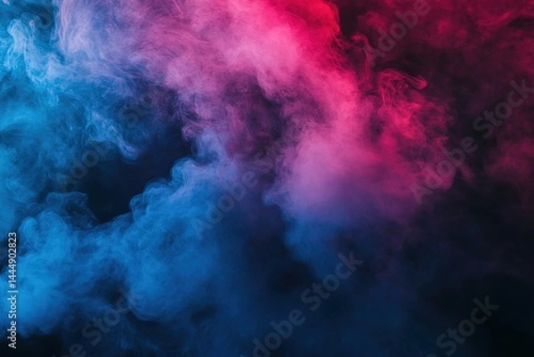 Obraz Swirling Blue & Pink Smoke Texture, Cloud Effect, Vapor Background, Moody Atmosphere