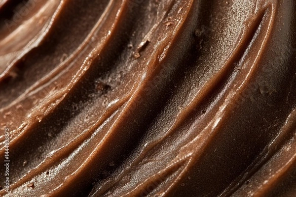 Fototapeta Chocolate Swirls Texture Background, CloseUp Shiny Fudge, Smooth, Glossy, Delicious