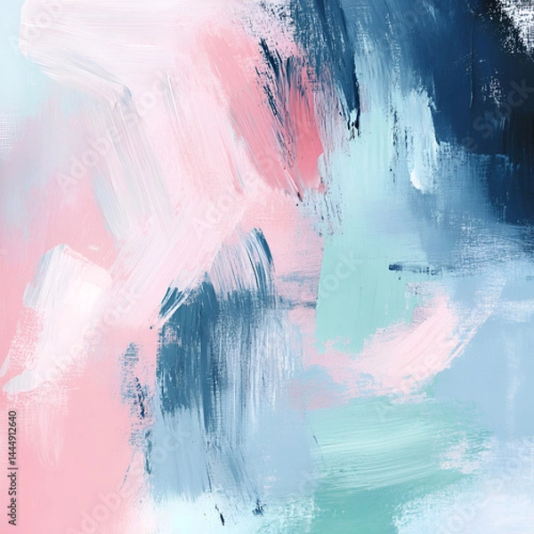 Fototapeta Soft abstract brush strokes art studio digital artwork creative environment close-up light pink and blue concept