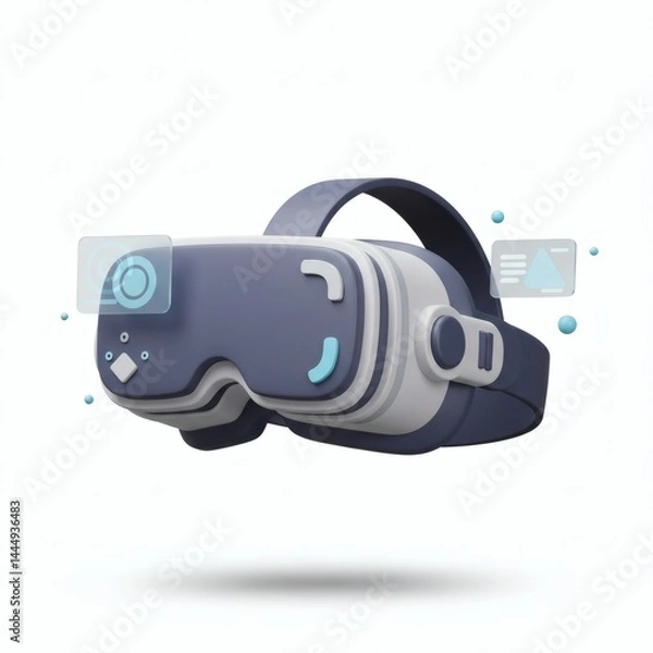 Obraz Virtual Reality Cartoon, 3d rendering isolated on white background. Cartoon plastic style icon