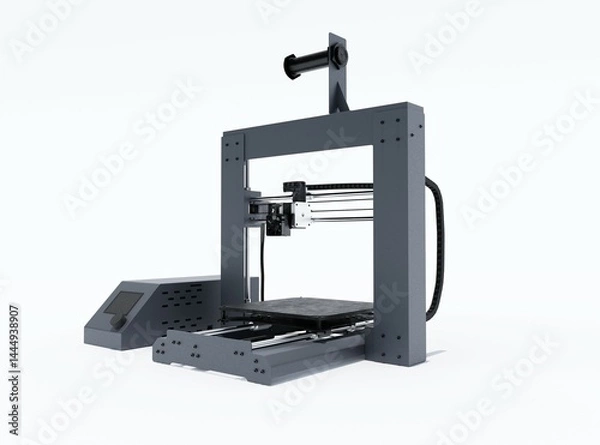 Fototapeta 3d rendering illustration modern 3d printer for on white background with shadow