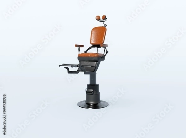 Fototapeta 3d rendering illustration of modern barbershop chair on white background