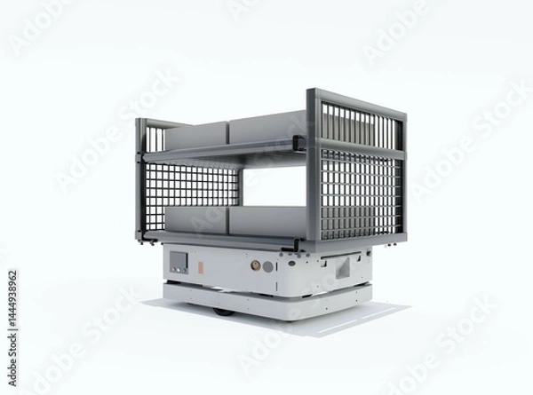 Fototapeta 3d rendering illustration of modern drone truck for moving goods on white background with shadow