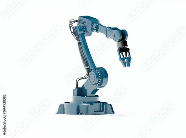 Fototapeta 3d rendering illustration of modern manipulator arm for production automation on white background