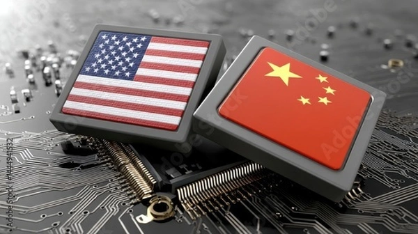 Obraz technology and drive innovation in the semiconductor industry, where the USA and China are in fierce competition for leadership in AI and chip manufacturing development with infrastructure