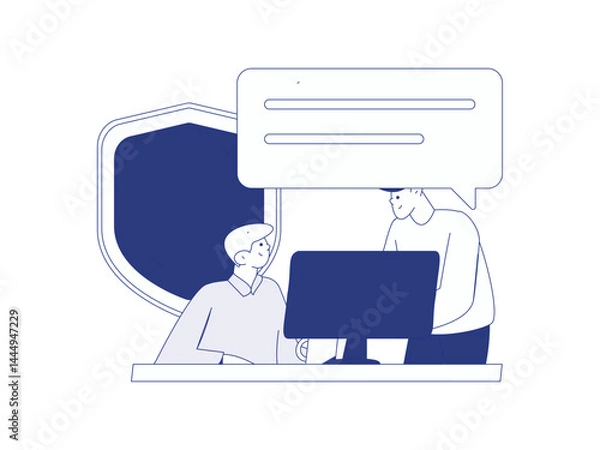 Obraz Business network security character flat vector concept operation hand drawn illustration
