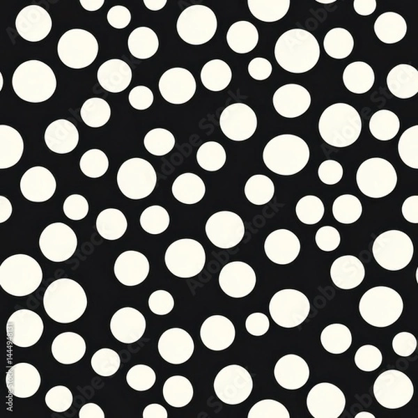 Obraz Monochrome Polka Dot Pattern on Dark Background - Abstract Minimalist Design.